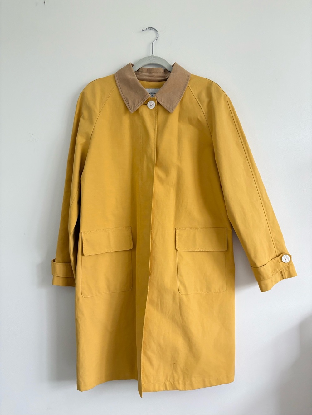 Issac Mizrahi x Target Longline Trench Coat Corduroy Collar Yellow Size XL